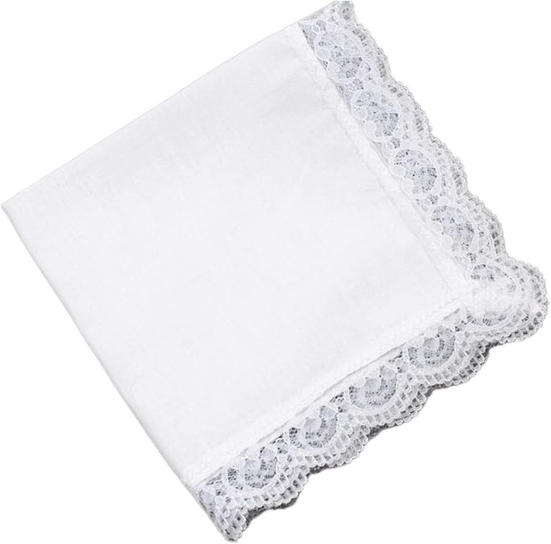 Tie Dye Cotton Handkerchief with Lace Trim for Women and Men Wedding Portable - Image 1