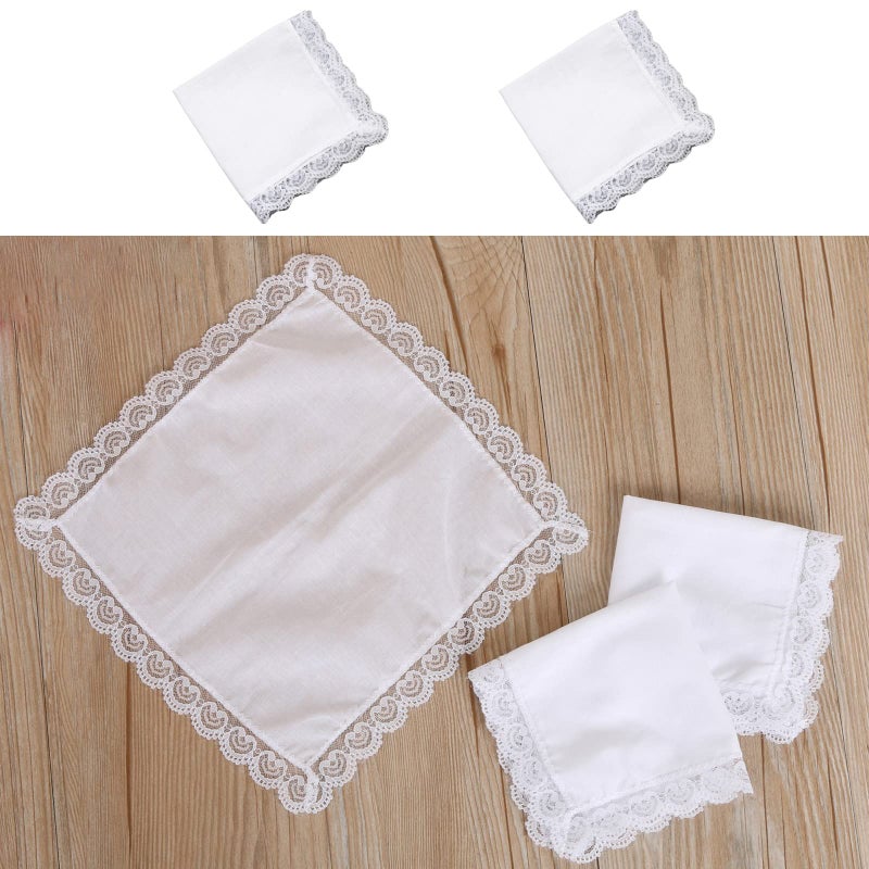 Tie Dye Cotton Handkerchief with Lace Trim for Women and Men Wedding Portable - Image 3