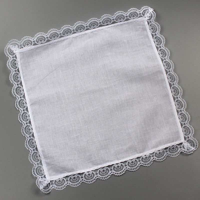 Tie Dye Cotton Handkerchief with Lace Trim for Women and Men Wedding Portable - Image 5