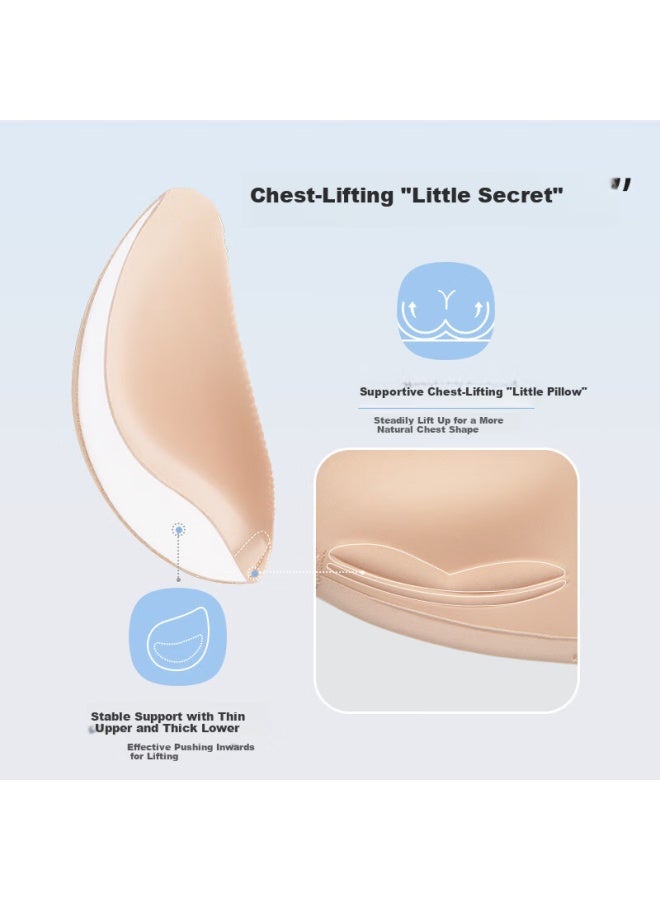 Luckmeey Push-up Front Closure Bra Thin Backless Seamless Bra Skin Color XL - Image 3