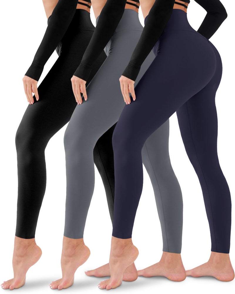 Laite Hebe 3 Pack Leggings for Women-No See-Through High Waisted Tummy Control Yoga Pants Workout Running Legging Large-X-Large - Image 1