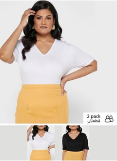 Black Plus Size Two Pack Basic V Neck Shortsleeve - pzsku/Z949B96D119FFD00AF509Z/45/_/1698932094/f9c50018-77c1-40f6-aa90-40ffde08a7a1