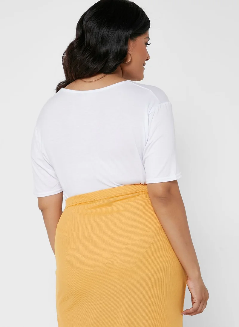 I Saw It First Curve Black Plus Size Two Pack Basic V Neck Shortsleeve