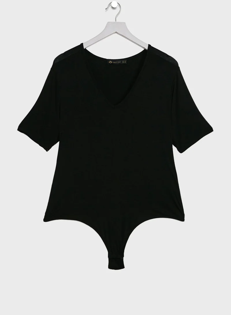I Saw It First Curve Black Plus Size Two Pack Basic V Neck Shortsleeve