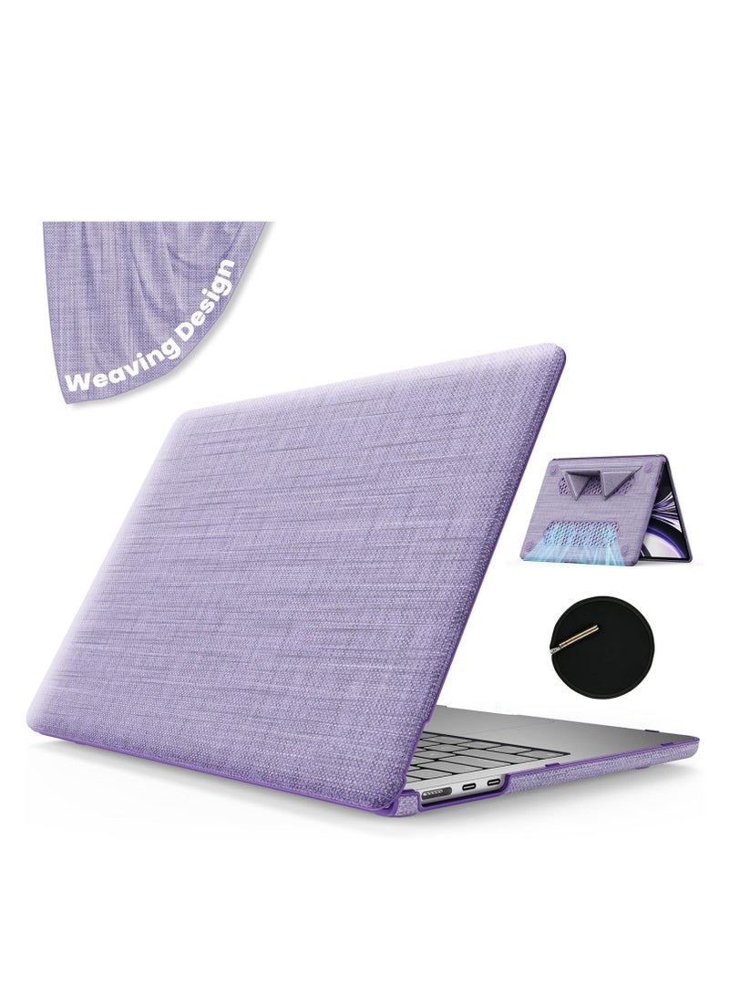 Case for MacBook Air 13.6 Inch Case,Foldable Stand and Mouse Pad/Bag,Plastic Hard Shell,Woven Fabric Protective Cover for MacBook Air 13.6 Inch(2022/2024)[M2 A2681/M3 A3113](Purple)  - Image 1