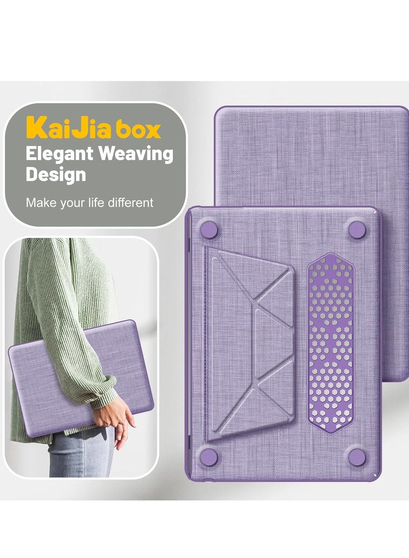 Case for MacBook Air 13.6 Inch Case,Foldable Stand and Mouse Pad/Bag,Plastic Hard Shell,Woven Fabric Protective Cover for MacBook Air 13.6 Inch(2022/2024)[M2 A2681/M3 A3113](Purple)  - Image 3