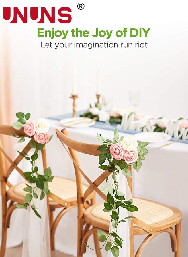 UNUNS Artificial Flowers Real Looking,25 Pcs Fake Roses With Stems,Ealistic Fake Roses For DIY Wedding Bouquets,Floral Arrangements Party,Tables Home Decorations-Blush Pink - Image 3
