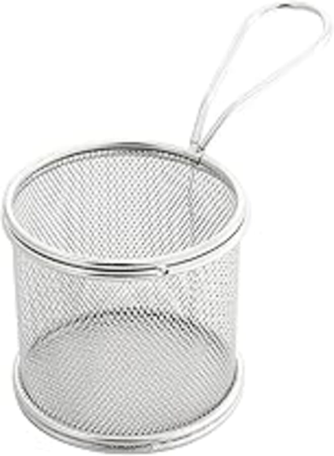 uxcell Stainless Steel Cylinder French Fries Circle Oil Sieve Strainers Fry Basket Frame