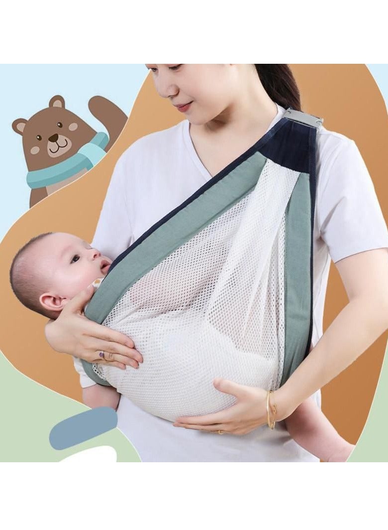 شنطة حمل أطفال من حديثي الولادة إلى الصغار- شبكية ثلاثية الأبعاد مريحة للأطفال من عمر 0 إلى 3 سنوات قابلة للتعديل خفيفة الوزن ومزودة بمسامات للتهوية - لون اخضر - Image 1
