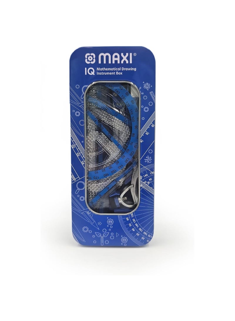 Maxi 10-Piece Geometric Instruments For School in Metal Box Blue - Image 4
