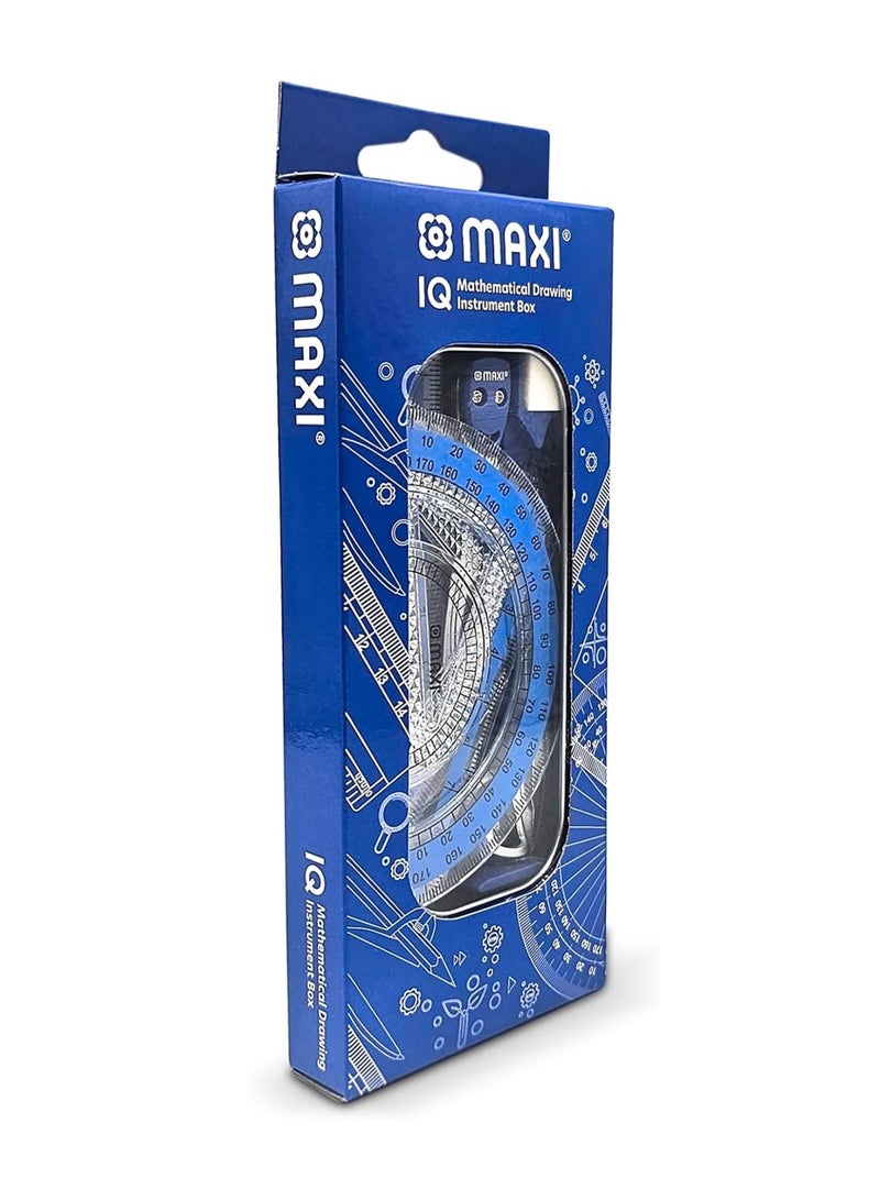 Maxi 10-Piece Geometric Instruments For School in Metal Box Blue - Image 5