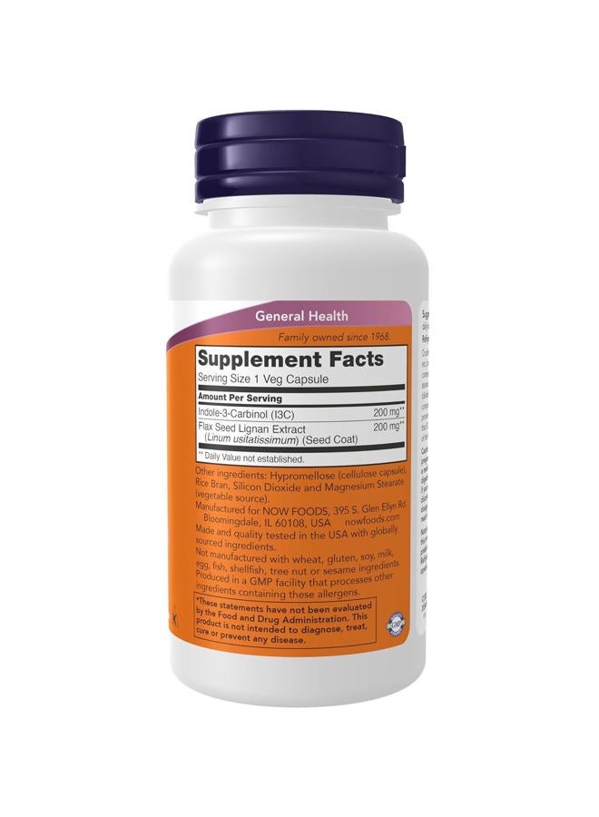 now Indole-3-Carbinol (I3C) 200 mg - 60 Veg Capsules x 2 Bottles - Image 2