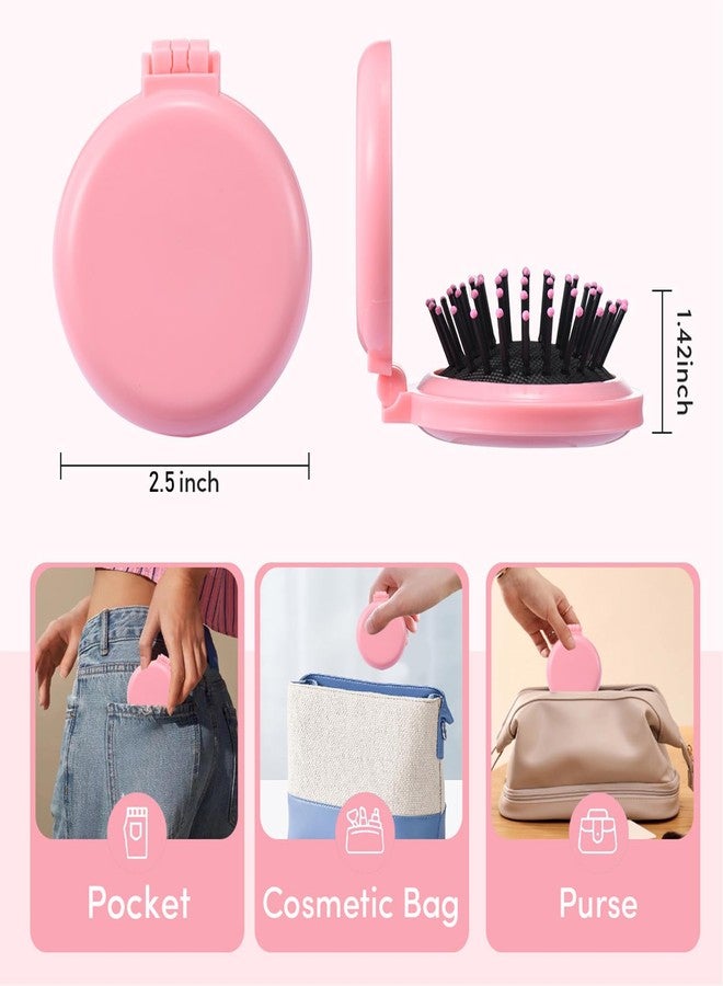 YOJOR 9 Pack Mini Hair Brush Foldable Travel Hair Brushes with Mirror Round Portable Folding Pocket Hair Brush Mini Comb Compact Travel Size Massage Comb for Men Women - Image 3