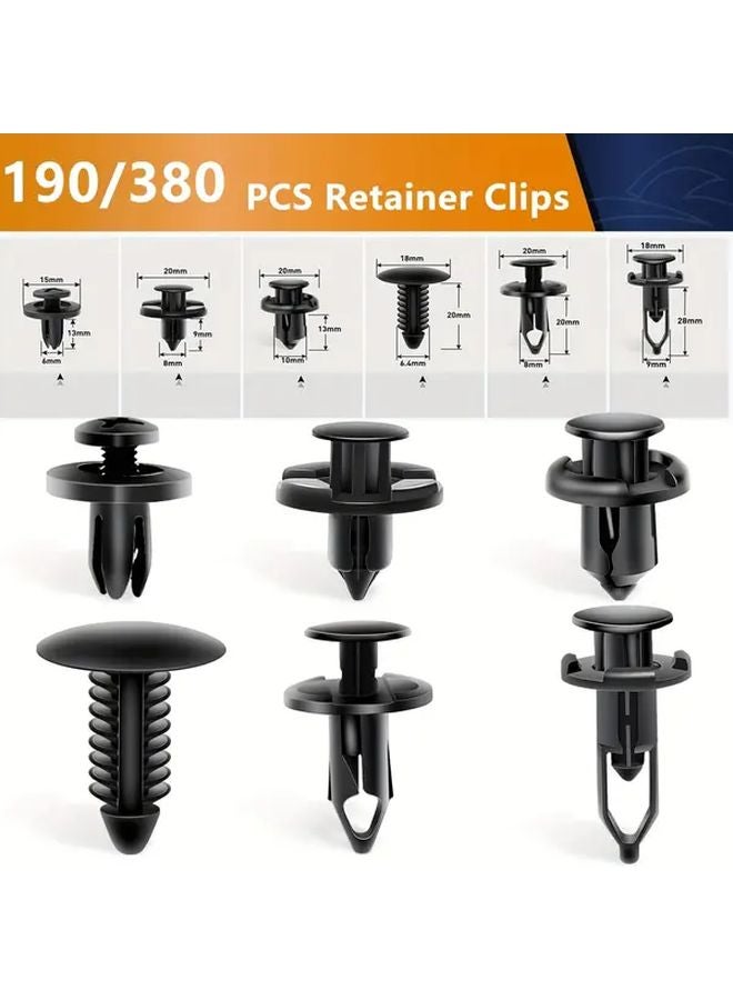 380 قطعة من مشابك صدادات النايلون ومسامير هيكل السيارة العالمية، مثبتات دفع الصدام البلاستيكية - Image 2