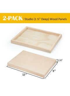 Falling In art Falling in Art 2 Pack Unfinished Wooden Canvas Panels, 9x12 Gallery Birch Wood Panels Kit, 1 1/2" Deep Art Cradle Boards for Acrylic Painting, Pouring and Burning  - Image 2