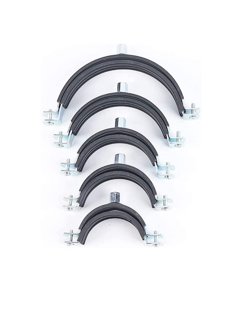 Generic - Heavy Duty Adjustable Two-screw Pipe Galvanized Iron (GI) Clamp with Rubber Lined or Unlined for Wall Ceiling Mount Pipe Supports, Split Ring Hanger (2 Inch, Pack of 5) - Image 1