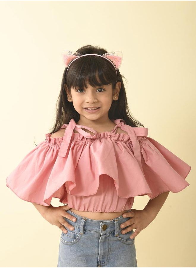 LILPICKS - Flutter Sleeves Ruffled Cotton Crop Top by Styli - Image 1