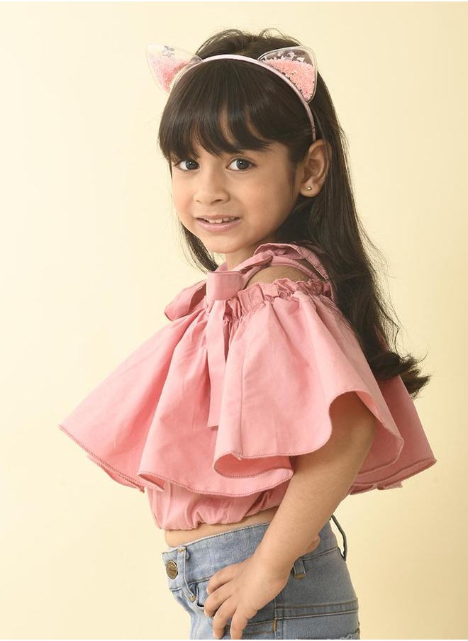 LILPICKS - Flutter Sleeves Ruffled Cotton Crop Top by Styli - Image 1