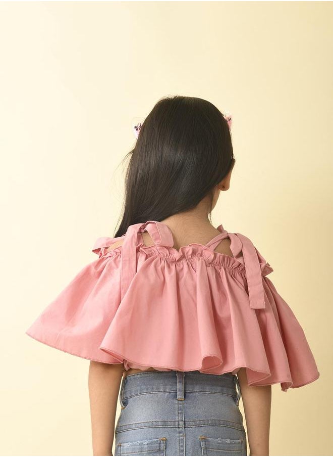 LILPICKS - Flutter Sleeves Ruffled Cotton Crop Top by Styli - Image 1