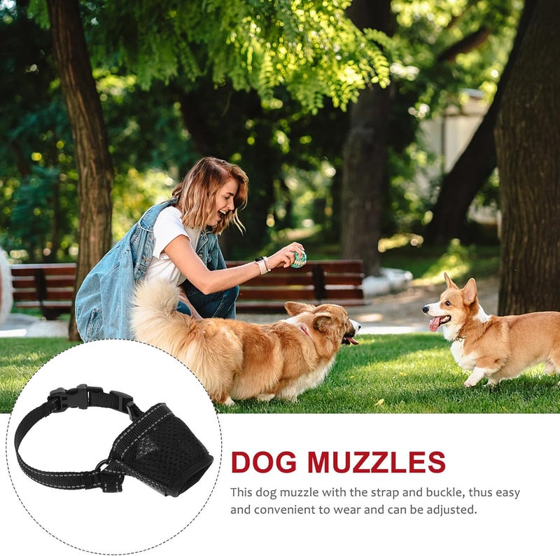 GALPADA Adjustable Black Dog Muzzle for Small Dogs, Anti-Barking Breathable Air Mesh Mouth Cover, Outdoor Walking Training Muzzle, Bite and Ingestion Prevention - Image 3