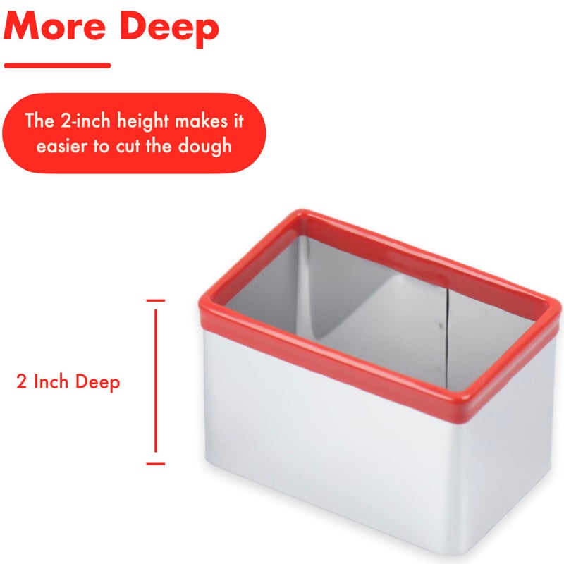 COOKIEQUE 3 Pcs Rectangle Cookie Cutter Set, Food-Grade Stainless Steel, Large Biscuit Cutter, Sandwich Cutter Shapes for Kids, 3" 4" 5" - Image 4