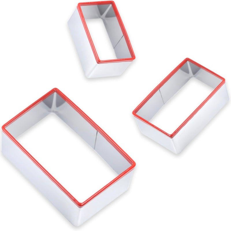 COOKIEQUE 3 Pcs Rectangle Cookie Cutter Set, Food-Grade Stainless Steel, Large Biscuit Cutter, Sandwich Cutter Shapes for Kids, 3" 4" 5" - Image 1