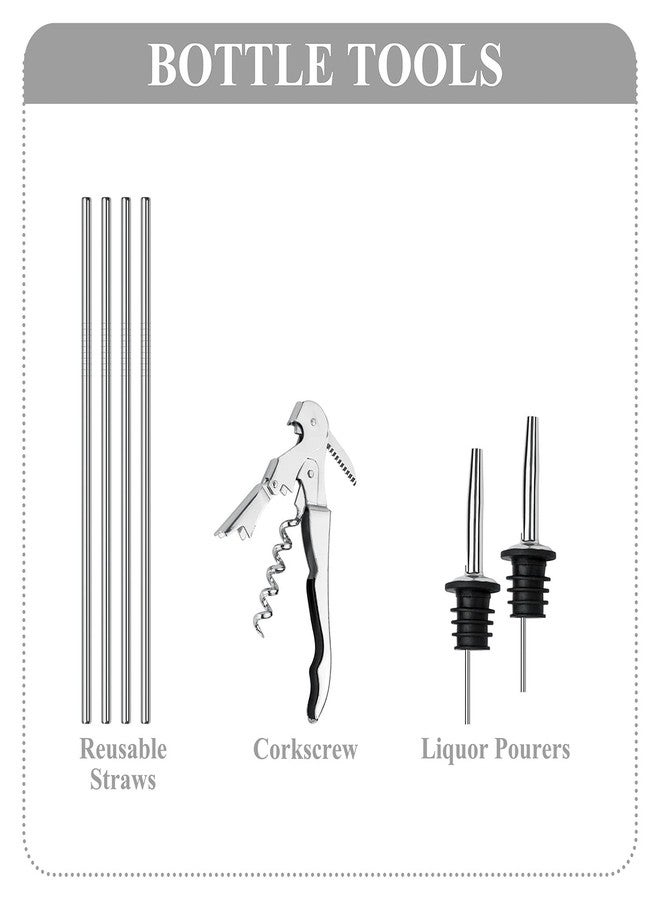 في جيه طقم خلط كوكتيلات VG مع حامل أكريليك | طقم أدوات بار مكون من 14 قطعة | طقم أدوات بار مع جميع ملحقات البار للمنزل (فضي) - Image 5