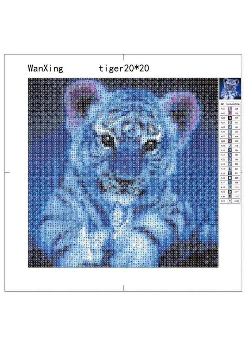 كابتن تيك Best Gift for Kids or Families,Diamond Painting Kits For Adults Kids,DIY Diamond Painting Kits Tiger Full Drill Square Resin Stick Paste Home Decor Wall Decorative Painting (20X20) - Image 2