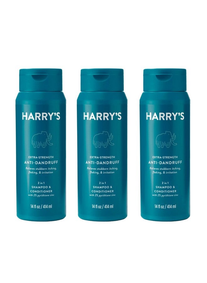 هاري شامبو وبلسم 2 في 1 للرجال مضاد للقشرة بقوة إضافية مع 2% بيريثيون الزنك - 14 أونصة سائلة، 3 عبوات - Image 1