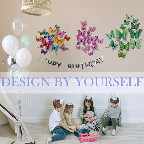 OPSEAM Butterfly Wall Decor 24/48 PCS, 3D Butterflies Stickers for Party Decorations with Magnets(Pink, 48) - Image 3