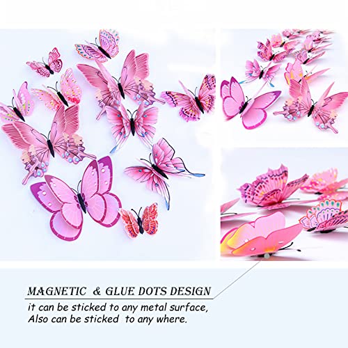 OPSEAM Butterfly Wall Decor 24/48 PCS, 3D Butterflies Stickers for Party Decorations with Magnets(Pink, 48) - Image 5