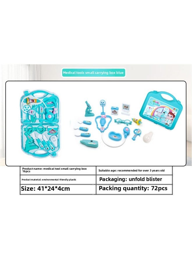 مجموعة ألعاب طبيب مقلدة للأطفال، صندوق تخزين، سماعة الطبيب، ألعاب للأولاد والبنات، مجموعة طبية للعب الأدوار، اللون: أزرق، صندوق واحد - Image 1