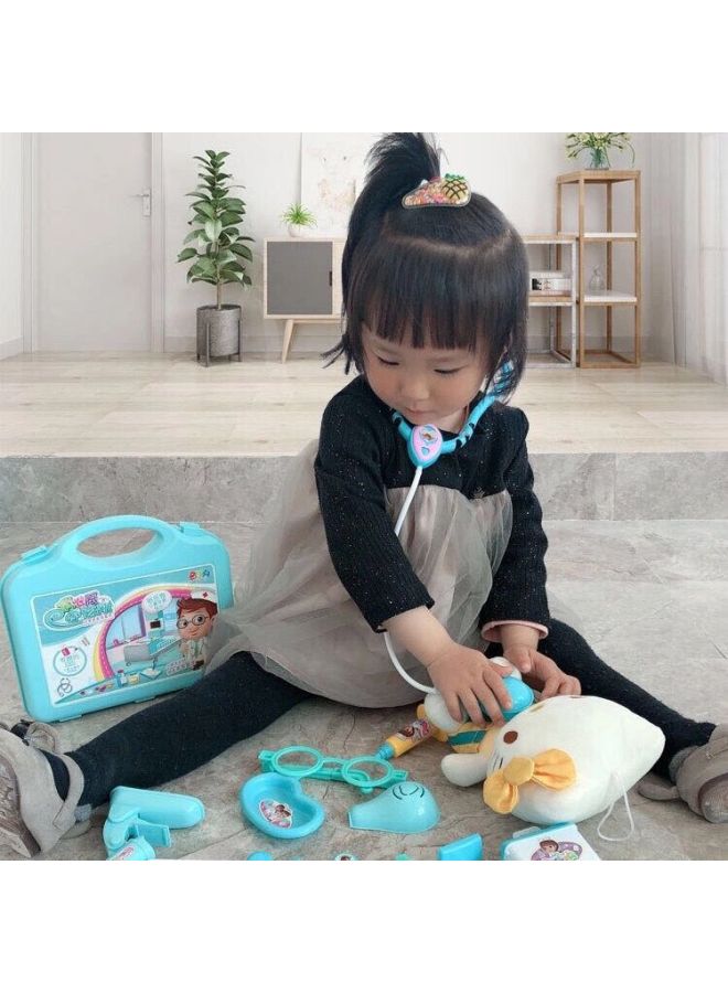 مجموعة ألعاب طبيب مقلدة للأطفال، صندوق تخزين، سماعة الطبيب، ألعاب للأولاد والبنات، مجموعة طبية للعب الأدوار، اللون: أزرق، صندوق واحد - Image 4