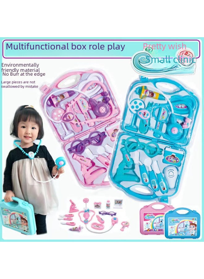 مجموعة ألعاب طبيب مقلدة للأطفال، صندوق تخزين، سماعة الطبيب، ألعاب للأولاد والبنات، مجموعة طبية للعب الأدوار، اللون: أزرق، صندوق واحد - Image 2