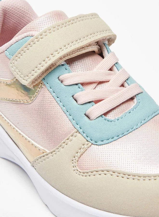 Flora Bella By Shoexpress Panelled Sports Shoes with Hook and Loop Closure