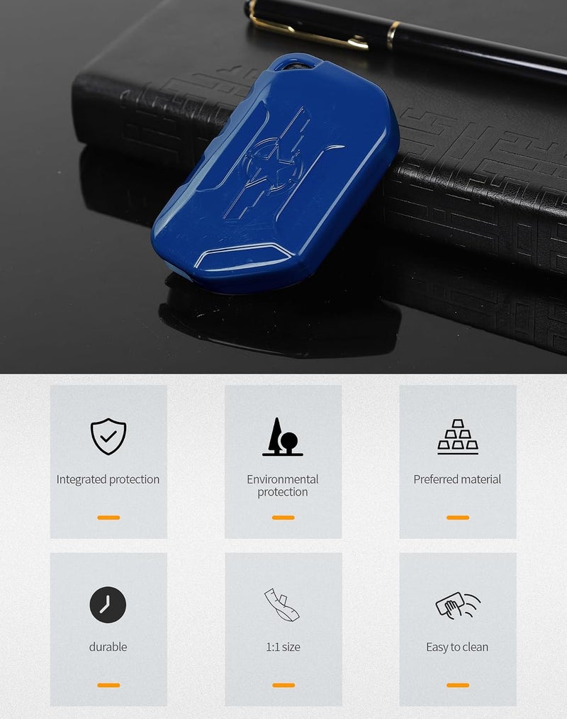 Hoolcar Key Fob Cover Case Key Holder Shell Remote Control Smart Key Fob Protector Compatible with Jeep Wrangler JL JLU & Gladiator JT 2018-2025, Blue - Image 5