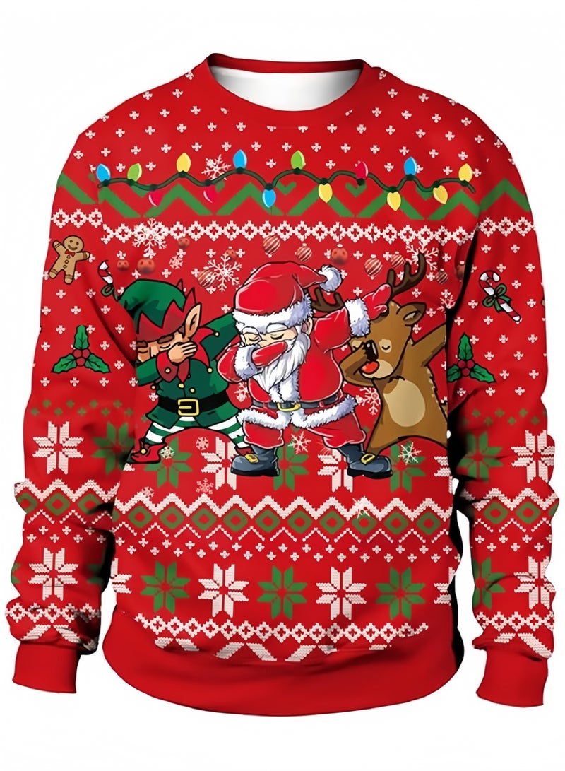 جيجيرو بلوفر مطبوع عليه عبارة "عيد الميلاد" للجنسين، بلوفر مطبوع عليه عبارة "ثلاثية الأبعاد" بطباعة رقمية مضحكة، مناسب للرجال والنساء - Image 1