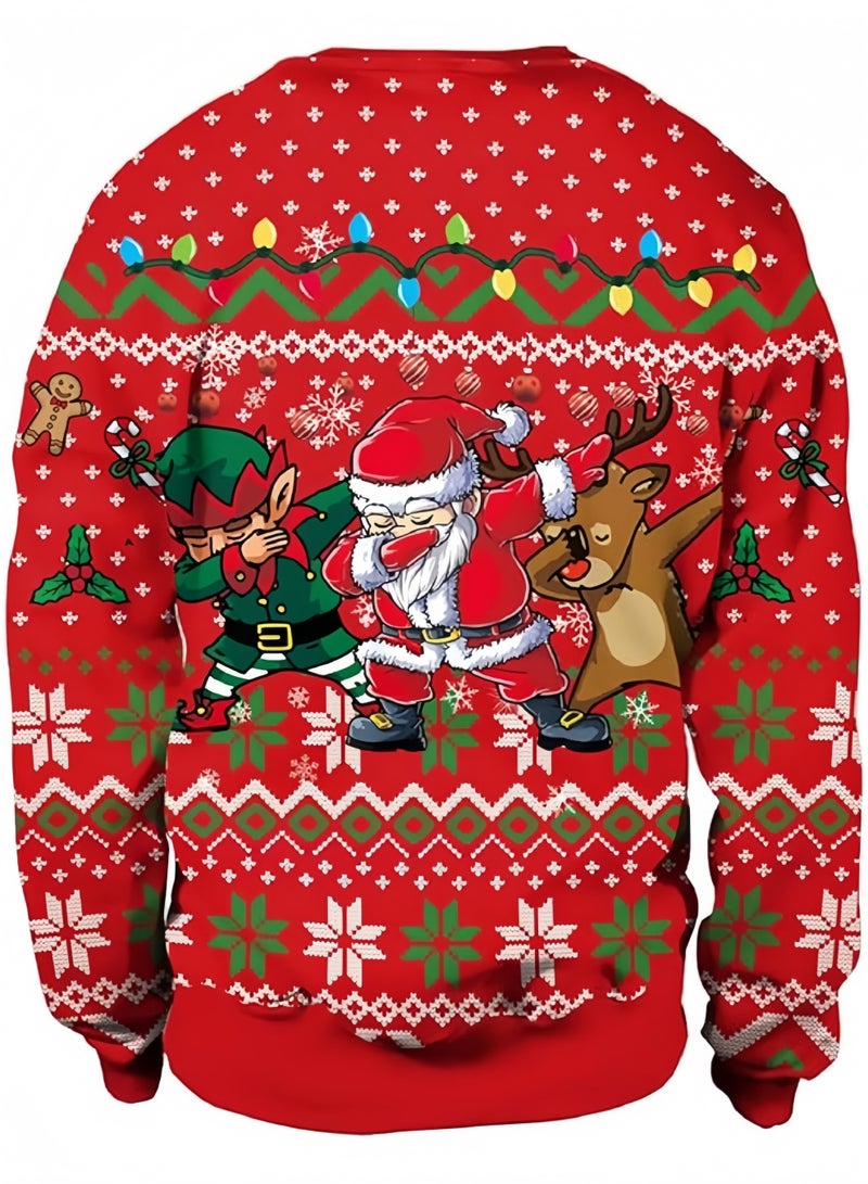 جيجيرو بلوفر مطبوع عليه عبارة "عيد الميلاد" للجنسين، بلوفر مطبوع عليه عبارة "ثلاثية الأبعاد" بطباعة رقمية مضحكة، مناسب للرجال والنساء - Image 2