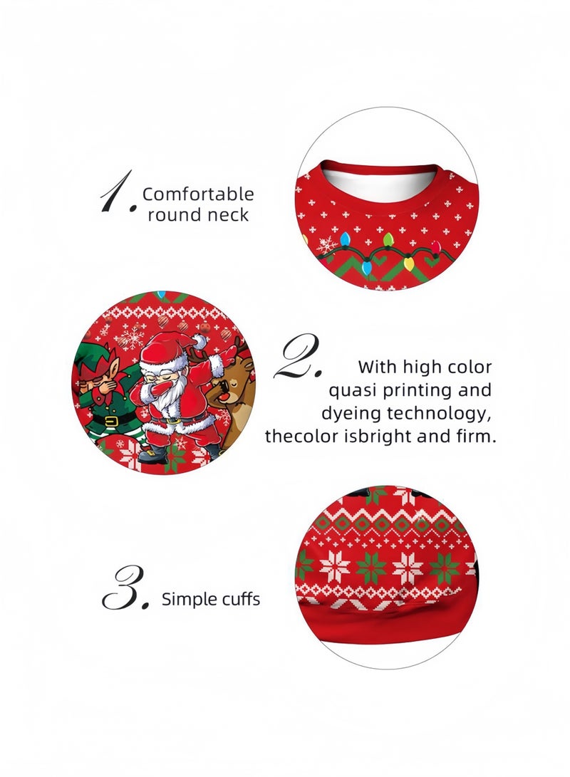 جيجيرو بلوفر مطبوع عليه عبارة "عيد الميلاد" للجنسين، بلوفر مطبوع عليه عبارة "ثلاثية الأبعاد" بطباعة رقمية مضحكة، مناسب للرجال والنساء - Image 4