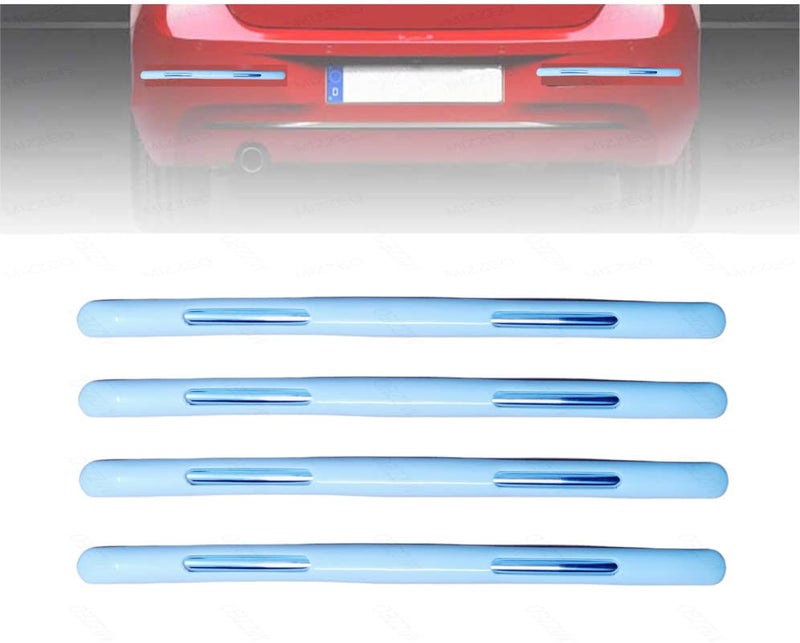 MIZZEO Anti-Collision Patch Bumper Guard Strip (White & Chrome) Anti-Scratch Bumper Protector Trim Compatible with Tata Punch (2021) - Image 1