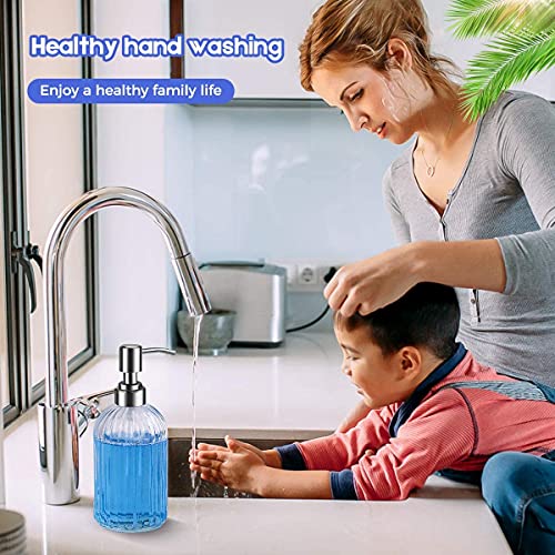 Luxansa Pack of 4 Clear Glass Soap Dispenser Set, Liquid Hand Soap Dispenser Bottle with Pump for Bathroom, Wash Basin, Handwash Liquid Bottle, Glass Sanitizer Hand Dish Dispenser for Kitchen - Image 5