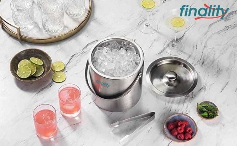 finality Double Walled Stainless Steel Ice Bucket with Lid and Ice Tong 1 Liter Keeps Ice Cold for Long Hrs - Image 5