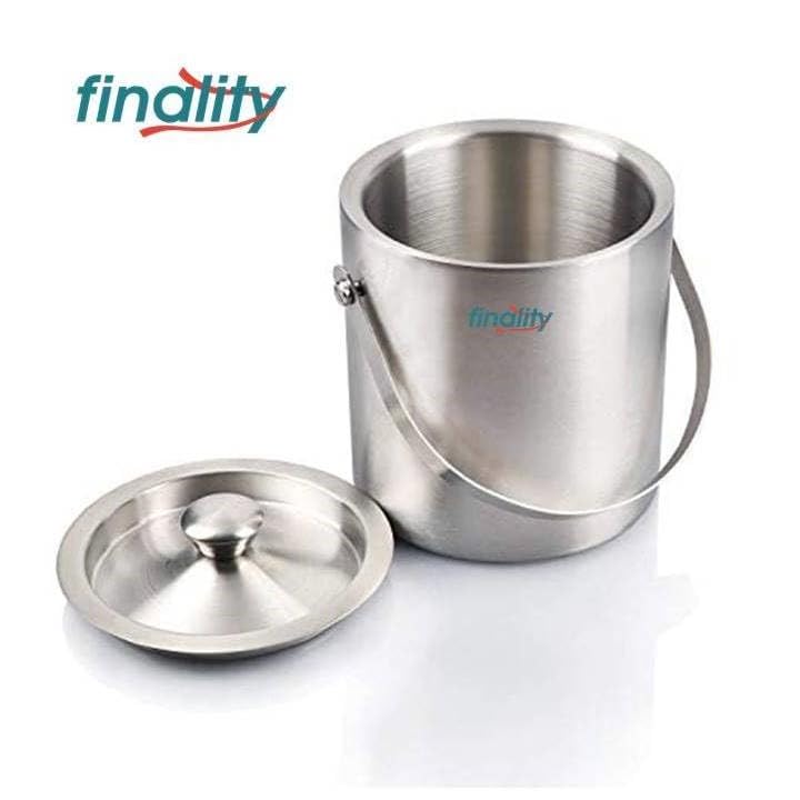 finality Double Walled Stainless Steel Ice Bucket with Lid and Ice Tong 1 Liter Keeps Ice Cold for Long Hrs - Image 4