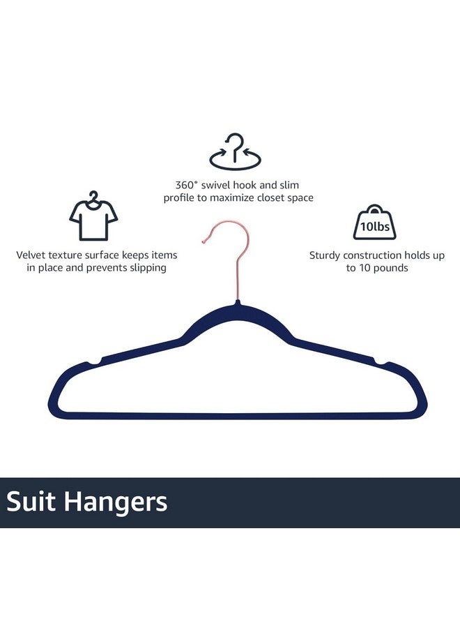 Revwd Revwd Blue Velvet Hangers 10 Pack - Non-Slip Clothes Hanger with 360° Rotatable Hook - Heavy Duty Coat & Pants Hanger - Space-Saving Velvet Hanger for Wardrobe Organization  - Image 4