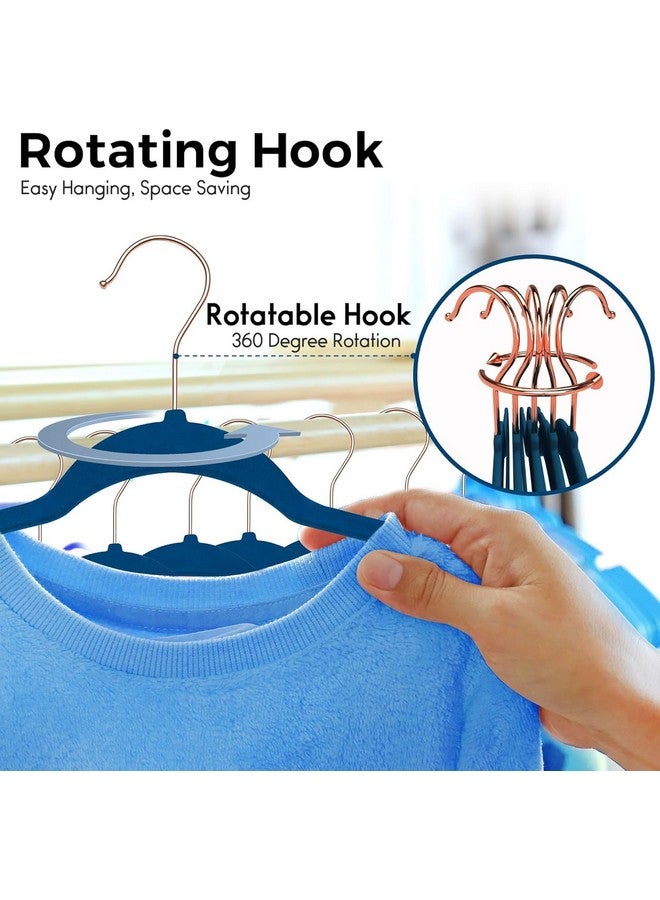 Revwd Revwd Blue Velvet Hangers 10 Pack - Non-Slip Clothes Hanger with 360° Rotatable Hook - Heavy Duty Coat & Pants Hanger - Space-Saving Velvet Hanger for Wardrobe Organization  - Image 5