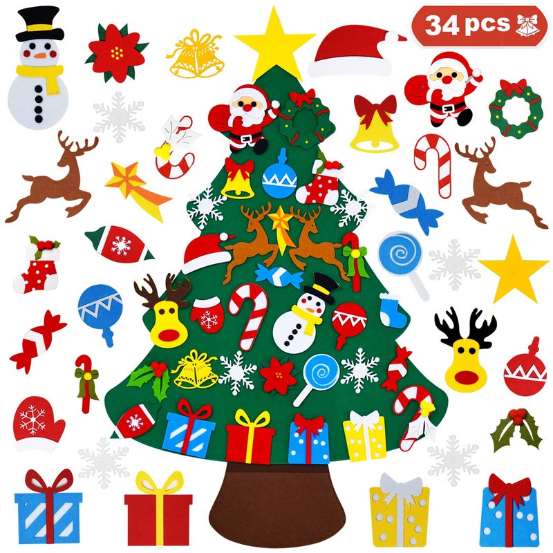 THAWAY DIY Felt Christmas Tree for Toddlers with 34 pcs Detachable Ornaments Kids Door Wall Hanging Xmas Gifts Christmas Decorations - Image 2