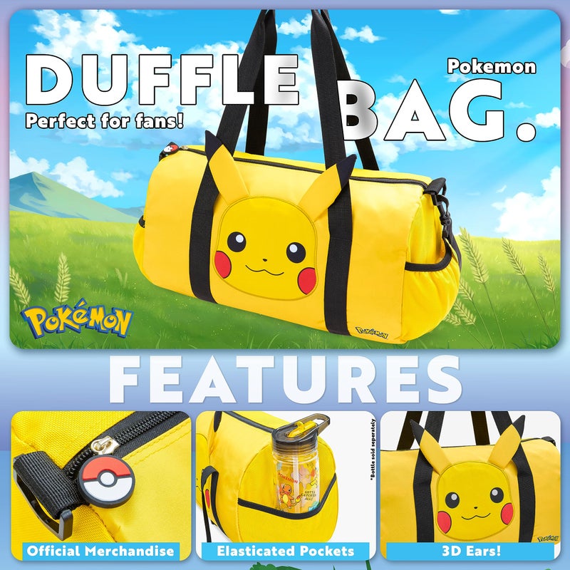 Pokemon Duffel Bag For Kids  Gym Bag Overnight Pikachu Sports Kit Holdall Bag Hand Luggage Bag - Gifts For Boys (Yellow 3D Ears) - Image 3