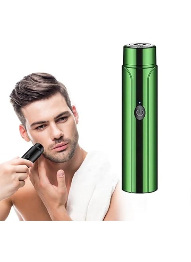 Generic Mini Portable Electric Shaver, Pocket Size Washable Electric Razor, 0.1mm Blade Design, USB Rechargeable Rotary Razor, Travel Essential, Suitable for Handsome Men and Women (Green)  - Image 1