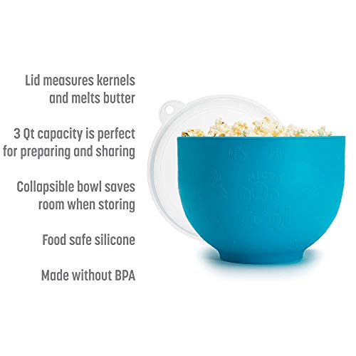 Goodful Silicone Popcorn Popper, Collapsible Hot Air Microwavable Popcorn Maker, Bowl Made without BPA, Blue - Image 5