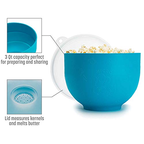 Goodful Silicone Popcorn Popper, Collapsible Hot Air Microwavable Popcorn Maker, Bowl Made without BPA, Blue - Image 2